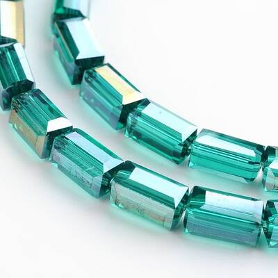 AB Color Plated Faceted Cuboid Electroplate Glass Beads Strands