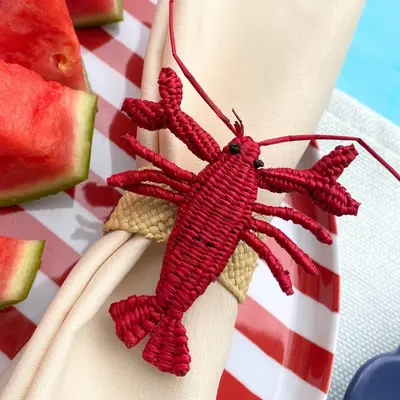Lobster Napkin Ring made of iraca palm - Red - Sold by Set | Packaging: Pack of 6