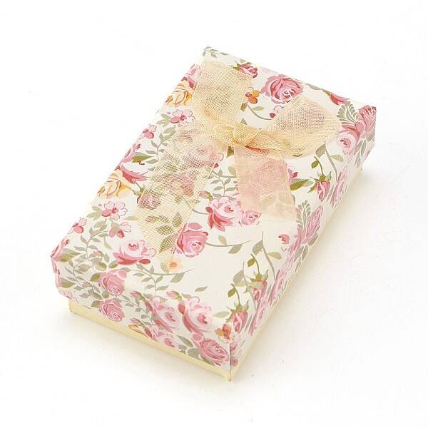 Flower Pattern Cardboard Jewelry Packaging Box