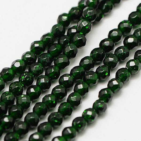 Synthetic Green Goldstone Beads Strands