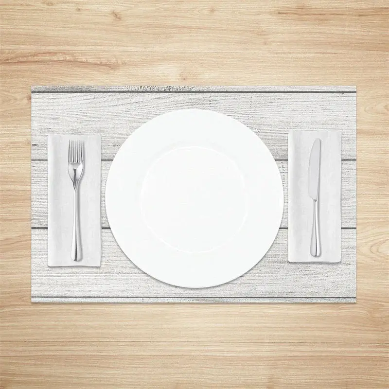 Grey Wood Plank Grain Texture Set Of 4 Placemats - Aperturee