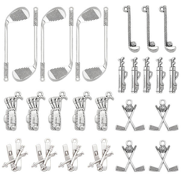 60Pcs 6 Styles Tibetan Style Alloy Pendants
