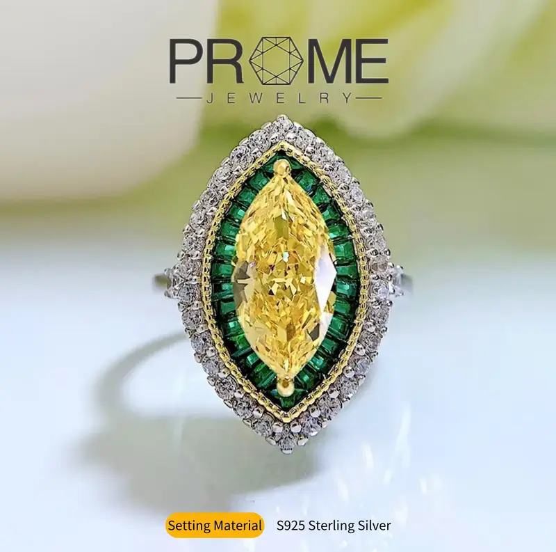 (SR077)S925 Sterling Silver Colorful Marquise-Cut Rings Elegant, Luxurious & Stylish Gift for Women