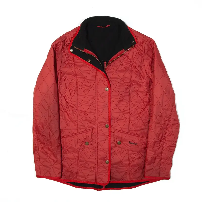 BARBOUR Cavalry Fleece Lined Red Quilted Jacket Womens S