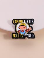 Cartoon Hard Hat Worker Design Brooch, Clip, Funny Letter Pattern Brooch, Fashion Accessories for Men & Women, Trendy All-mat...