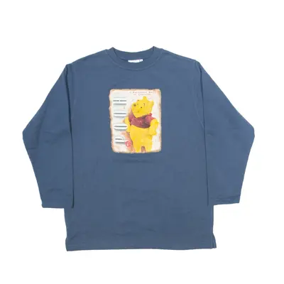 DISNEY Pooh Sweatshirt Blue 90s Mens S