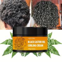100g Black Castor Oil Curling Cream with Avocado, Coconut, Rosemary - Moisturizing Hair Gel for All Hair Types, Anti-Frizz, E...