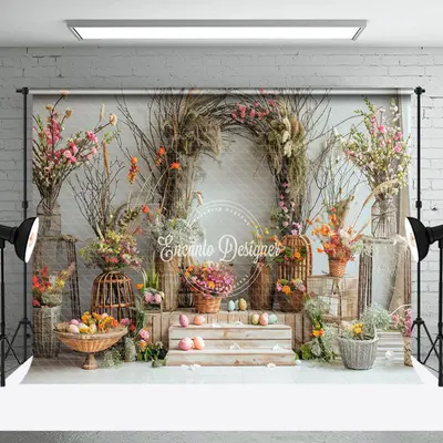 Dried Flower Easter Egg Arch Indoor Photo Backdrop - Aperturee
