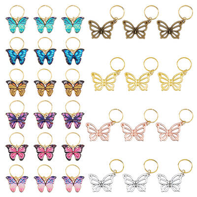 Butterfly Alloy Enamel Dreadlocks Beads