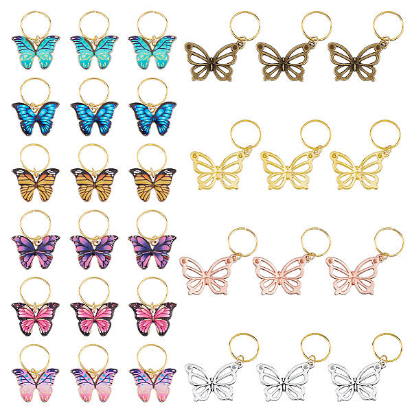 Butterfly Alloy Enamel Dreadlocks Beads