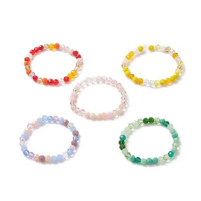 Gradient Color Faceted Glass Beaded Kids Bracelets
