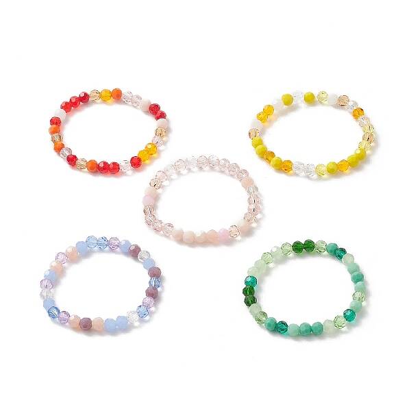 Gradient Color Faceted Glass Beaded Kids Bracelets