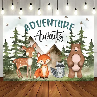 Aperturee Adventure Awaits Animals and Forest Backdrop for Kids