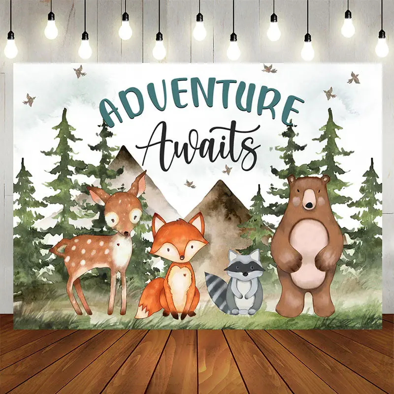 Aperturee Adventure Awaits Animals and Forest Backdrop for Kids
