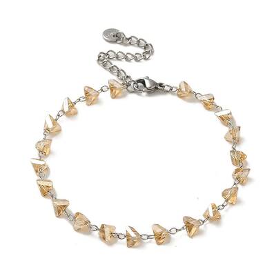 Triangle Glass Link Chain Bracelets