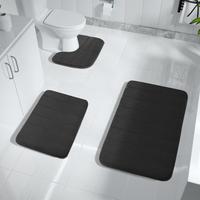 Bathroom Mat Set, 3counts/set Non-slip Bath Mat, Soft Absorbent Bathroom Floor Pad, Bathroom Rug, Washable U-shaped Toilet M...