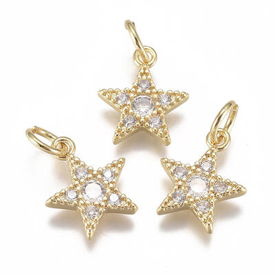 Brass Micro Pave Cubic Zirconia Charms