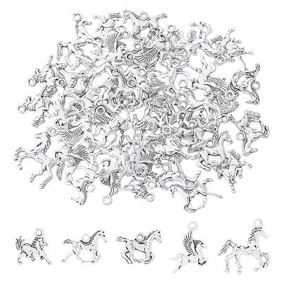 100Pcs 5 Styles Tibetan Style Alloy Pendants