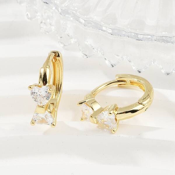 Bowknot Brass Micro Pave Clear Cubic Zirconia Hoop Earrings