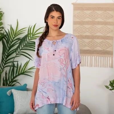 Orchid Swirl Short Sleeve Top - 2X
