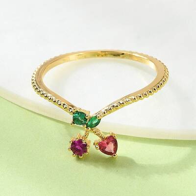 Brass Micro Pave Cubic Zirconia Finger Rings