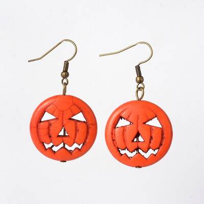 Halloween Pumpkin Jack-O'-Lantern Jack o Lantern Synthetic Turquoise Dangle Earrings