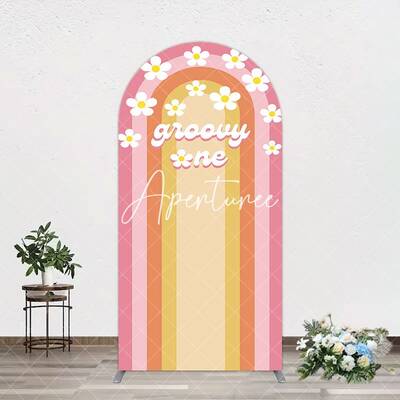 Aperturee Colorful Rainbow Floral Groovy One Arch Backdrop, 1.6X4FT(0.5X1.2M), 38.18 USD, arch backdrop kit, GDDM0Y14-A