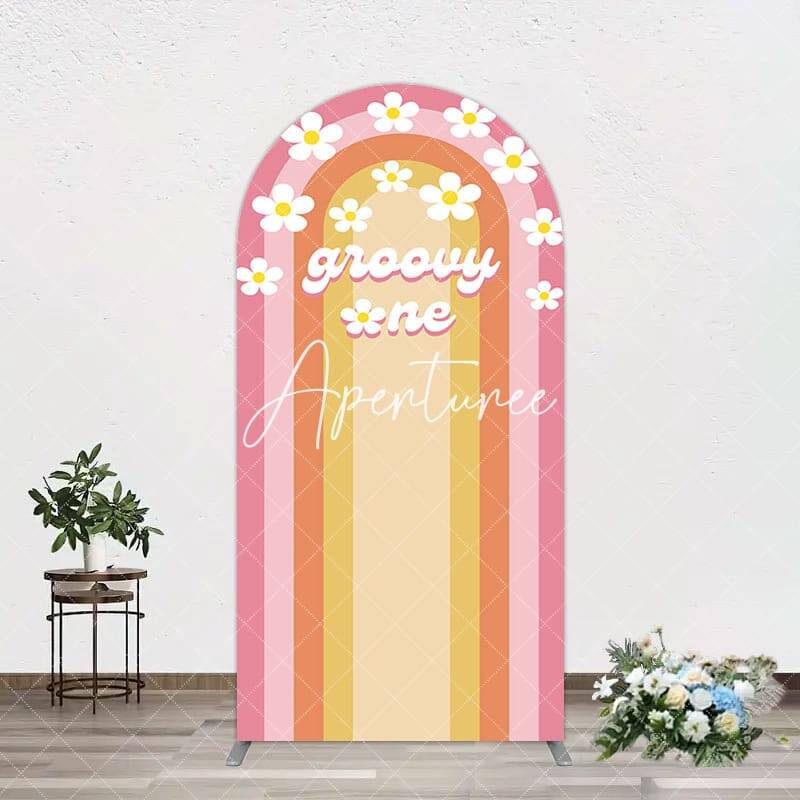 Aperturee Colorful Rainbow Floral Groovy One Arch Backdrop, 1.6X4FT(0.5X1.2M), 38.18 USD, arch backdrop kit, GDDM0Y14-A