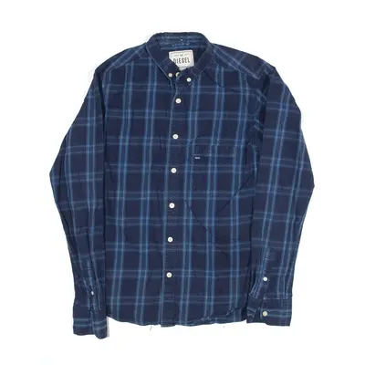 DIESEL Shirt Blue Check Long Sleeve Mens S