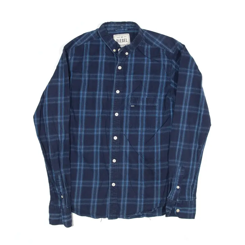 DIESEL Shirt Blue Check Long Sleeve Mens S