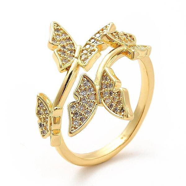 Clear Cubic Zirconia Butterfly Open Cuff Ring