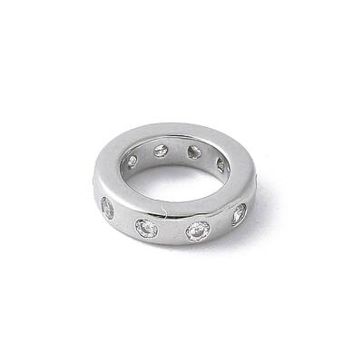 Brass Micro Pave Cubic Zirconia European Beads