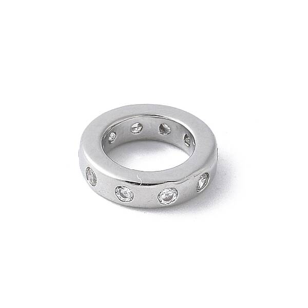 Brass Micro Pave Cubic Zirconia European Beads