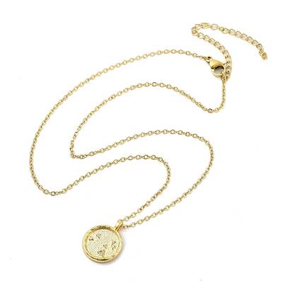 304 Stainless Steel Cubic Zirconia Constellation Flat Round Pendants