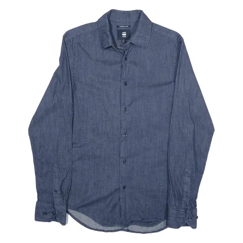 G-STAR RAW Super Slim Denim Shirt Blue Long Sleeve Mens S