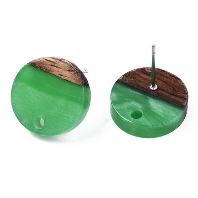 Resin & Walnut Wood Stud Earring Findings
