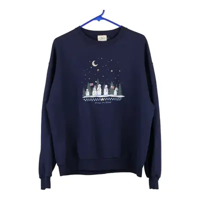Artisians Christmas Sweatshirt - Large Navy Cotton Blend