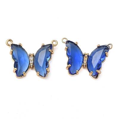 Brass Pave Faceted Glass Connector Charms