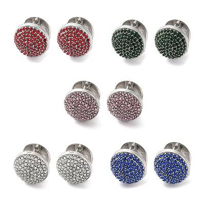 PVD Vacuum Plating 304 Stainless Steel Rhinestone Hoop Earrings for Women
