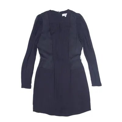 REISS Formal A-Line Dress Blue Viscose Long Sleeve Knee Length Womens UK 8