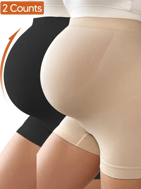 Maternity Over The Belly Shorts, High Waist Skinny Shorts, Seamless Breathable Bottoms for Pregnancy