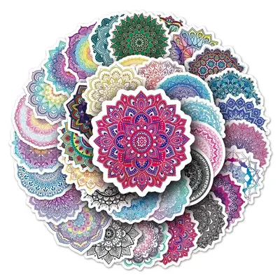 50pcs Mandala Pattern Stickers, Creative Multi-purpose Stickers, For DIY Craft Decoration And Hand Account, Art Stickers Hand...