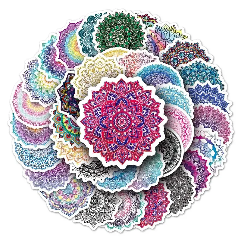50pcs Mandala Pattern Stickers, Creative Multi-purpose Stickers, For DIY Craft Decoration And Hand Account, Art Stickers Hand...