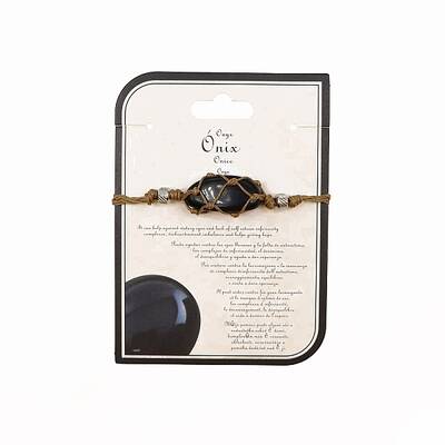 Natural Dyed & Heated Black Agate Macrame Pouch Braided Bead Bracelet