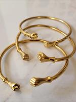 Golden Tone Bracelet, Fist Design Elegant Minimalist Bangle, Fashionable Stackable Bracelets for Women & Girls, Boho Style Je...