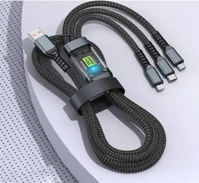[Fast Charging] 3 - in - 1 Multi UsB Charging Cable - USBA, Type C, Lightning, MAX 100W for All Devices.