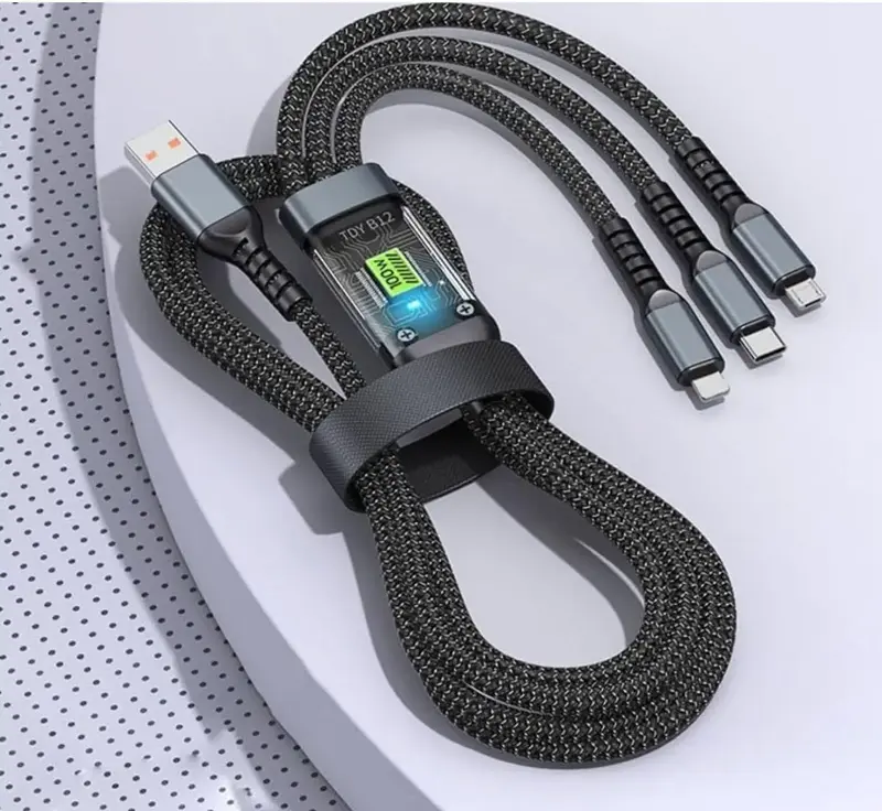 [Fast Charging] 3 - in - 1 Multi UsB Charging Cable - USBA, Type C, Lightning, MAX 100W for All Devices.
