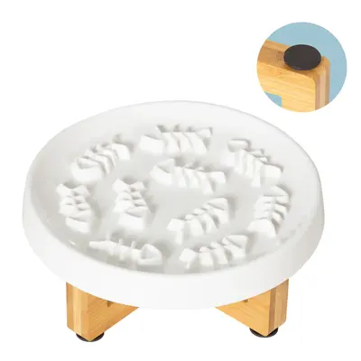 Pet Slow Feeder Bowl Ceramic, Ceramic Raised Bowls for Slow Eating, Cat & Dog Feeder Bowl with Stand, catbowls weaning bowl p...