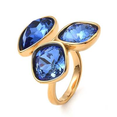 Teardrop & Square Glass Open Cuff Rings