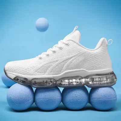 Women's Sporty Solid RoundToe Laces Trainers, Fashionable Lace UpFront Mesh Breathable Comfortable Sports Running Shoes, Casu...